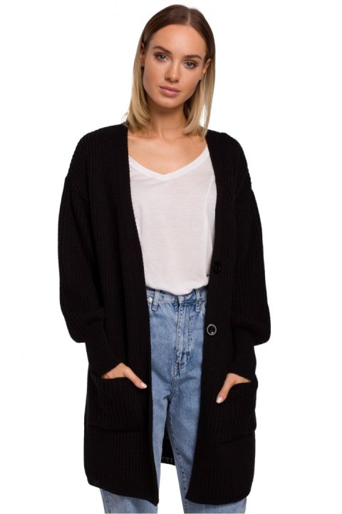 Sweter Kardigan Model MOE538 Black - Moe Sweter Kardigan Model MOE538 Black - Moe