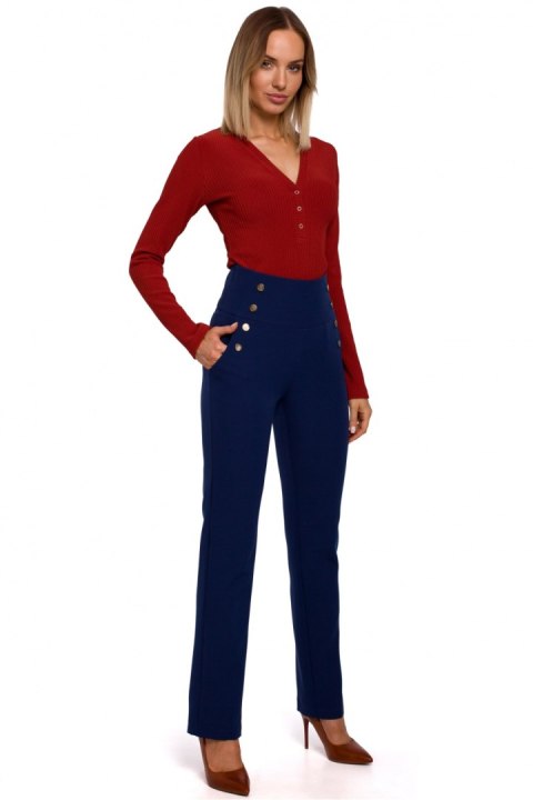 Spodnie Damskie Model MOE530 Navy - Moe Spodnie Damskie Model MOE530 Navy - Moe
