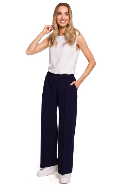 Spodnie Damskie Model MOE570 Navy - Moe Spodnie Damskie Model MOE570 Navy - Moe