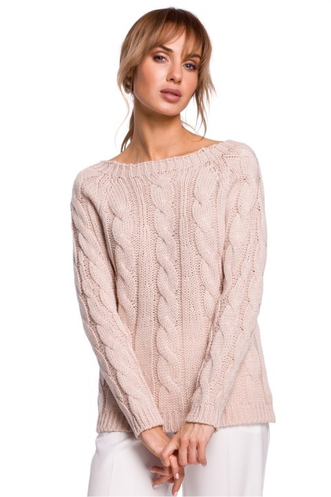 Sweter Damski Model MOE511 Powder Pink - Moe Sweter Damski Model MOE511 Powder Pink - Moe