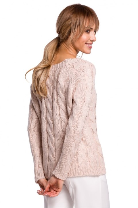Sweter Damski Model MOE511 Powder Pink - Moe Sweter Damski Model MOE511 Powder Pink - Moe