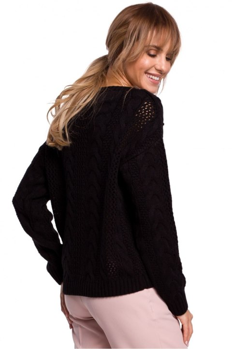Sweter Damski Model MOE510 Black - Moe Sweter Damski Model MOE510 Black - Moe
