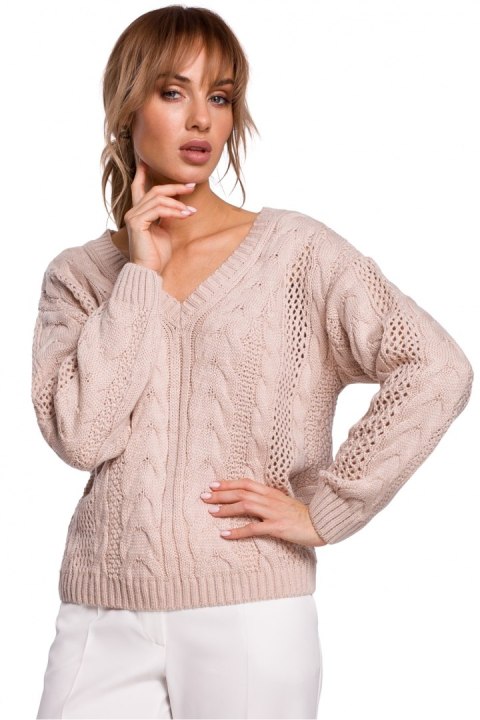 Sweter Damski Model MOE510 Powder Pink - Moe Sweter Damski Model MOE510 Powder Pink - Moe