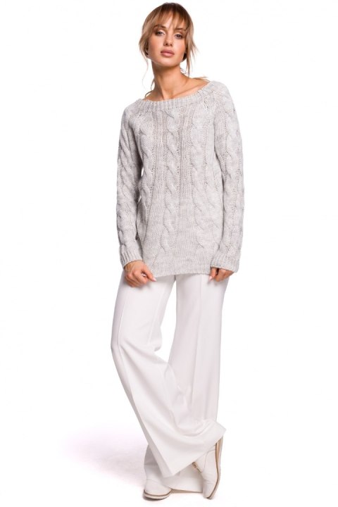 Sweter Damski Model MOE511 Grey - Moe Sweter Damski Model MOE511 Grey - Moe