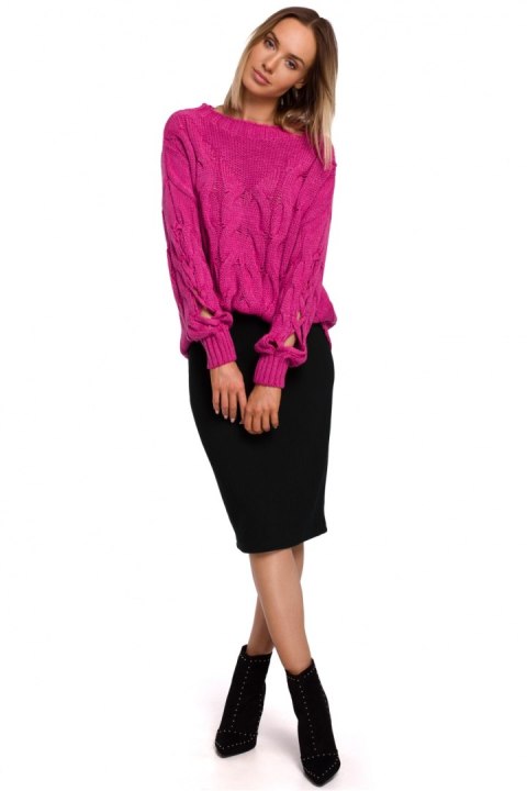 Sweter Damski Model MOE539 Fuksja - Moe Sweter Damski Model MOE539 Fuksja - Moe