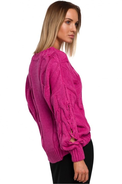 Sweter Damski Model MOE539 Fuksja - Moe Sweter Damski Model MOE539 Fuksja - Moe