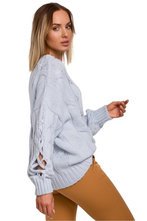 Sweter Damski Model MOE539 Sky Blue - Moe Sweter Damski Model MOE539 Sky Blue - Moe