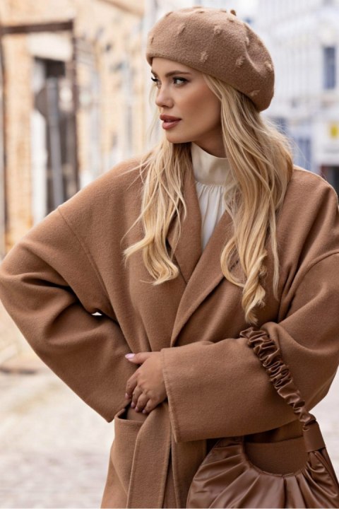 LINDA zimowy regulowany beret z antenką kolor beżowy - Kamea LINDA zimowy regulowany beret z antenką kolor beżowy - Kamea