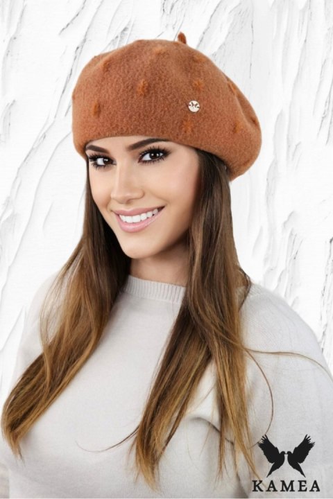 LINDA zimowy regulowany beret z antenką kolor rudy - Kamea LINDA zimowy regulowany beret z antenką kolor rudy - Kamea