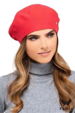 NASHVILLE beret damski podwójny z wiskozy kolor koralowy - Kamea