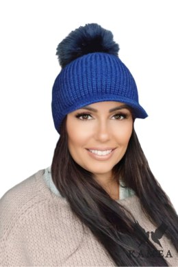 NASIRA zimowa czapka damska z daszkiem kolor granatowy - Kamea