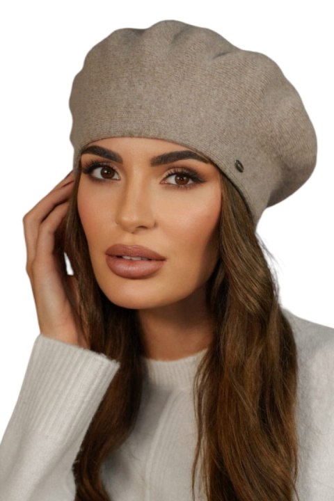 Zimowy Wełniany Beret Damski Kolor Ciemny Beżowy Kamea-Kiang - Kamea Zimowy Wełniany Beret Damski Kolor Ciemny Beżowy Kamea-Kiang - Kamea
