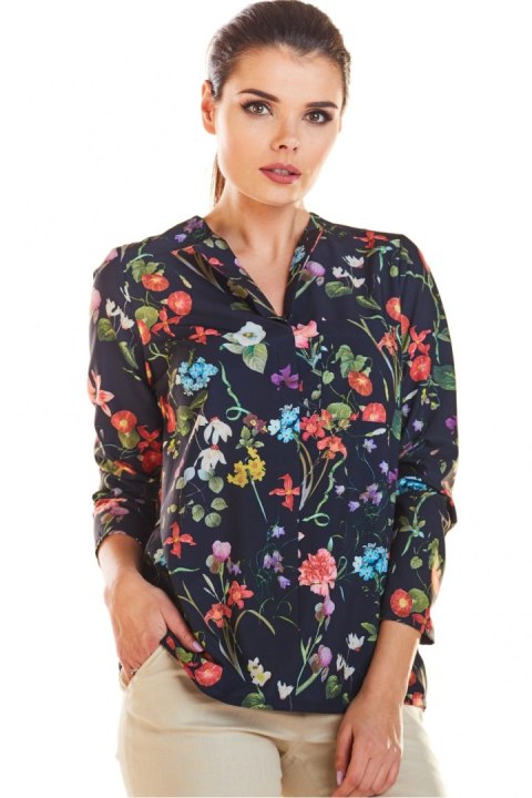 Bluzka Model M193 Flowers Navy - Infinite You Bluzka Model M193 Flowers Navy - Infinite You