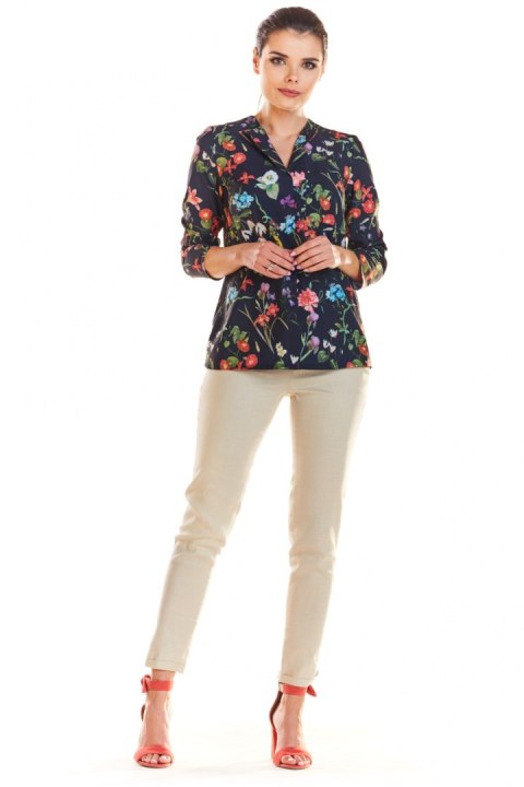 Bluzka Model M193 Flowers Navy - Infinite You Bluzka Model M193 Flowers Navy - Infinite You