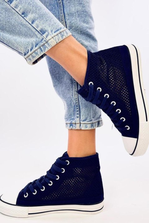 Ażurowe trampki za kostkę MOUSSE NAVY - Inello Ażurowe trampki za kostkę MOUSSE NAVY - Inello