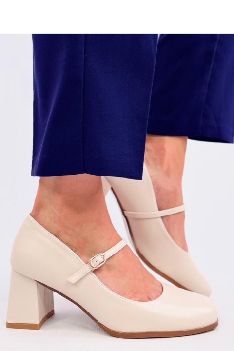 Czółenka na obcasie w stylu Mary Jane KEEFEL BEIGE - Inello Czółenka na obcasie w stylu Mary Jane KEEFEL BEIGE - Inello