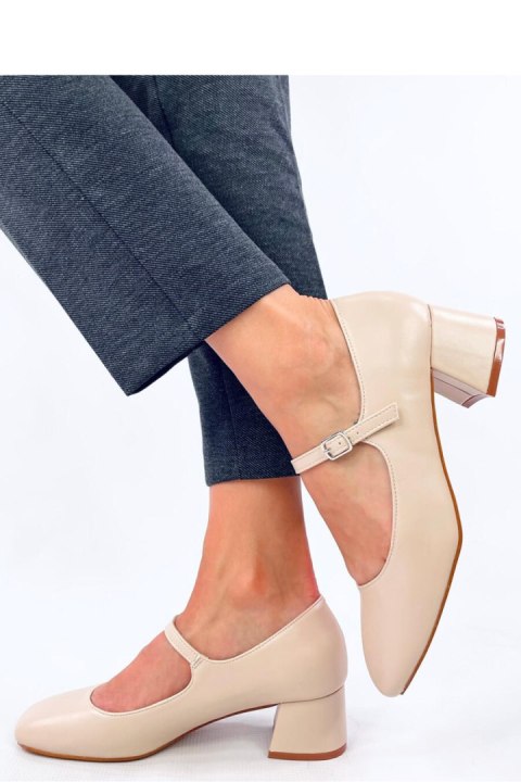 Czółenka na obcasie w stylu Mary Jane KELSEY BEIGE - Inello Czółenka na obcasie w stylu Mary Jane KELSEY BEIGE - Inello