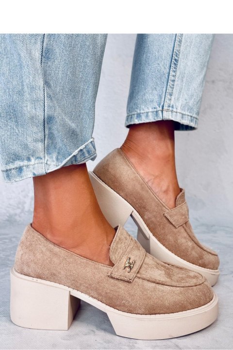 Mokasyny na obcasie CONIFF KHAKI - Inello Mokasyny na obcasie CONIFF KHAKI - Inello