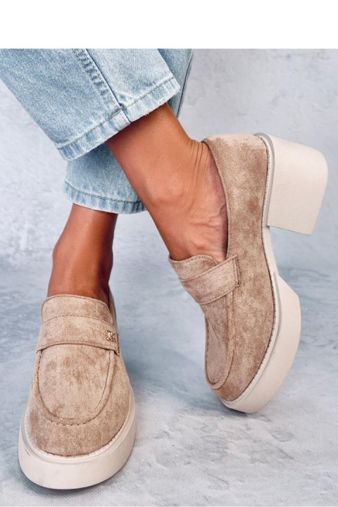 Mokasyny na obcasie CONIFF KHAKI - Inello Mokasyny na obcasie CONIFF KHAKI - Inello