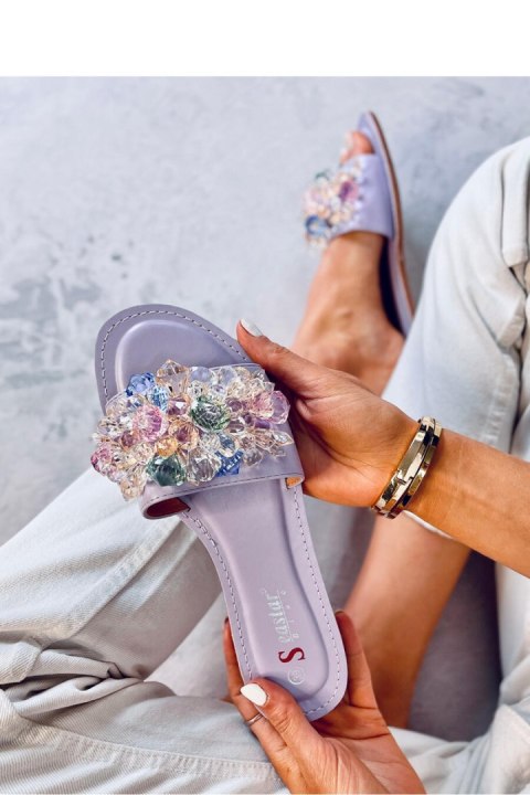 Sandał Klapki z kolorowymi kamieniami ESTRADA PURPLE - Inello Sandał Klapki z kolorowymi kamieniami ESTRADA PURPLE - Inello