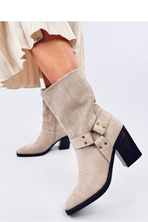 Botki zamszowe kowbojki HARDIN BEIGE - Inello Botki zamszowe kowbojki HARDIN BEIGE - Inello