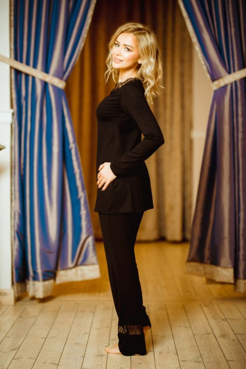 Piżama Komplet Model Kapas wiskoza Black - Kalimo Piżama Komplet Model Kapas wiskoza Black - Kalimo