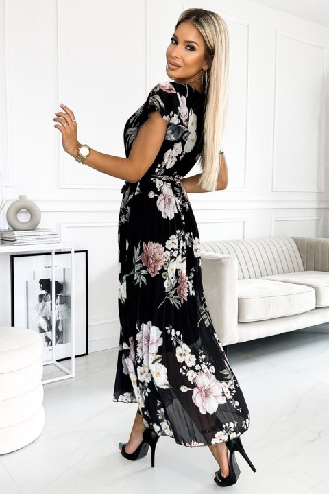Sukienka Model 434-2 Lisa Flowers/Black - Numoco Sukienka Model 434-2 Lisa Flowers/Black - Numoco