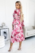 Sukienka Model 433-2 Gaja Dark Pink Flowerts/White - Numoco