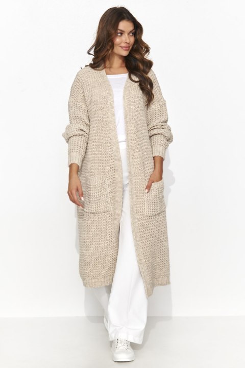 Sweter Kardigan Model NU_S99 Beige Melnage - Numinou Sweter Kardigan Model NU_S99 Beige Melnage - Numinou