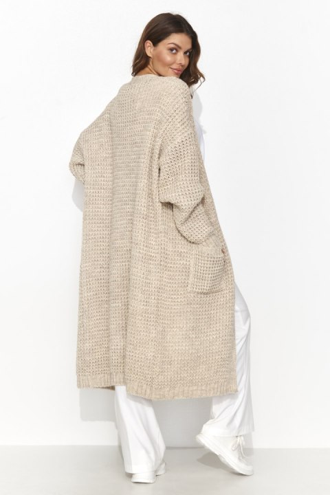 Sweter Kardigan Model NU_S99 Beige Melnage - Numinou Sweter Kardigan Model NU_S99 Beige Melnage - Numinou