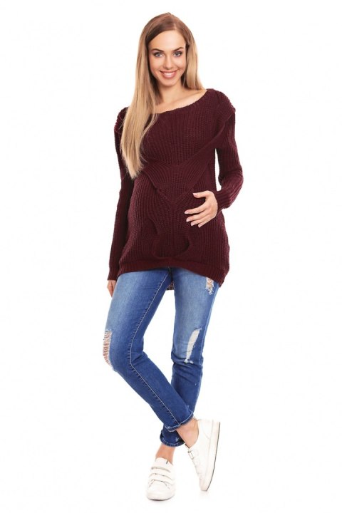 Sweter Ciążowy Model 40029 Bordo - PeeKaBoo Sweter Ciążowy Model 40029 Bordo - PeeKaBoo