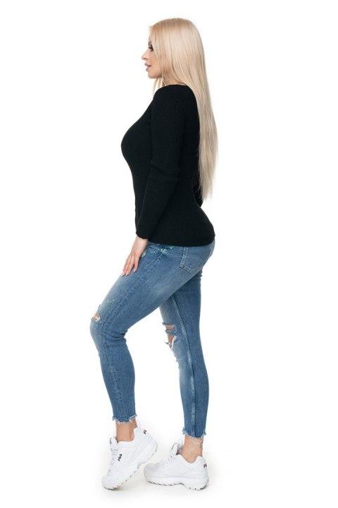 Sweter Damski Model 70021 Black - PeeKaBoo Sweter Damski Model 70021 Black - PeeKaBoo