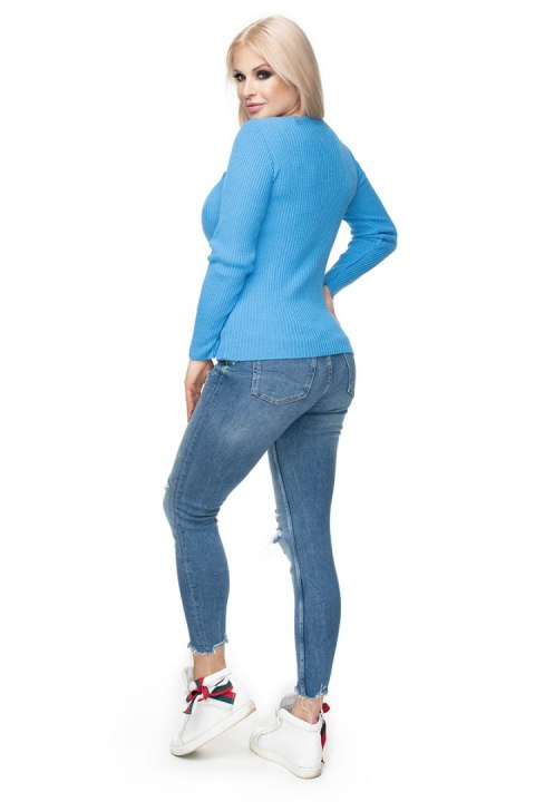 Sweter Damski Model 70021 Jeans - PeeKaBoo Sweter Damski Model 70021 Jeans - PeeKaBoo