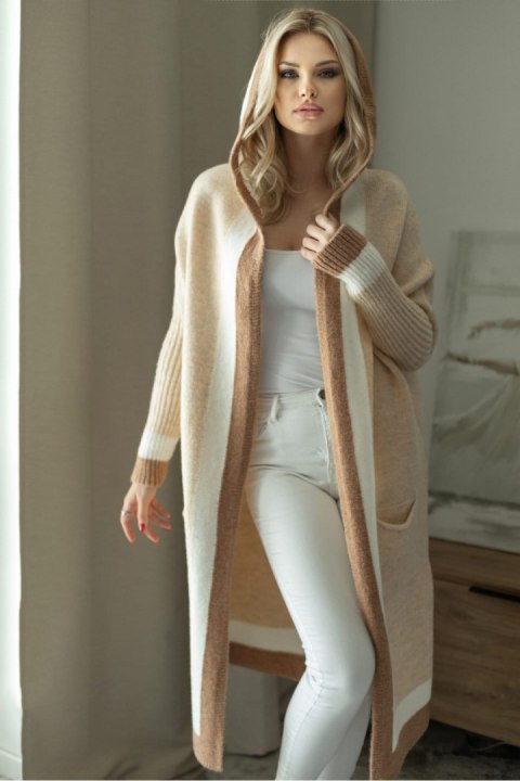 Sweter Kardigan Model 30085 Cream - PeeKaBoo Sweter Kardigan Model 30085 Cream - PeeKaBoo
