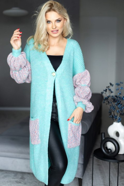 Sweter Kardigan Model 30086 Seledyn - PeeKaBoo Sweter Kardigan Model 30086 Seledyn - PeeKaBoo