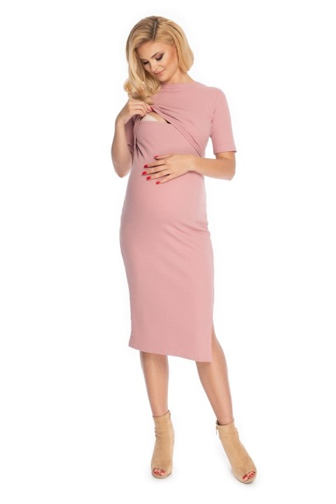 Sukienka Ciążowa Model 1707 Dirty Pink - PeeKaBoo Sukienka Ciążowa Model 1707 Dirty Pink - PeeKaBoo