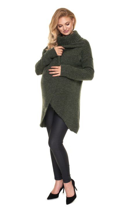 Sweter Ciążowy Model 30078 Khaki - PeeKaBoo Sweter Ciążowy Model 30078 Khaki - PeeKaBoo