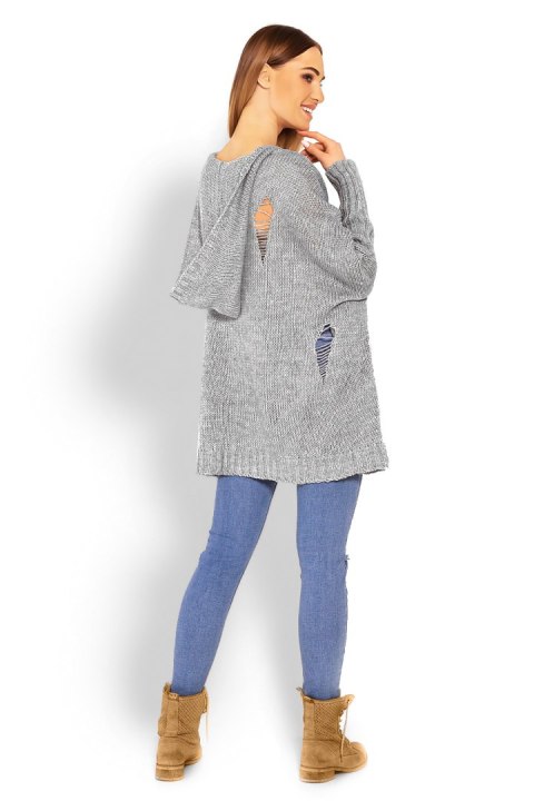 Sweter Damski Model 30055 Grey - PeeKaBoo Sweter Damski Model 30055 Grey - PeeKaBoo
