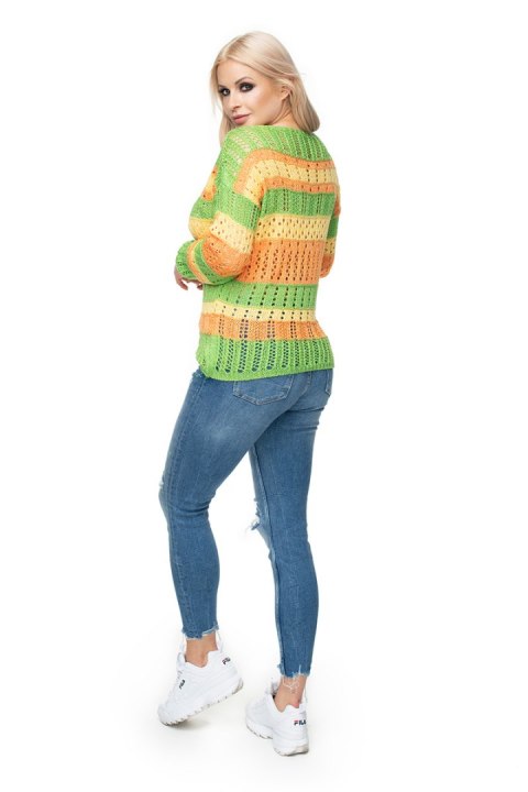 Sweter Damski Model 30060 Green/Orange - PeeKaBoo Sweter Damski Model 30060 Green/Orange - PeeKaBoo