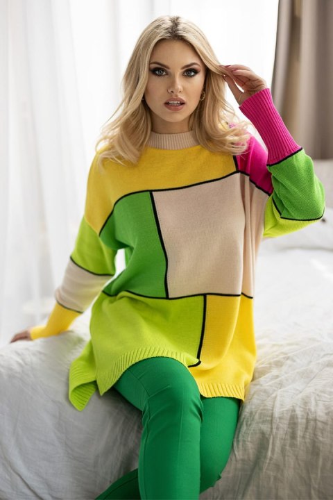 Sweter Damski Model 30089 Beige/Yellow - PeeKaBoo Sweter Damski Model 30089 Beige/Yellow - PeeKaBoo