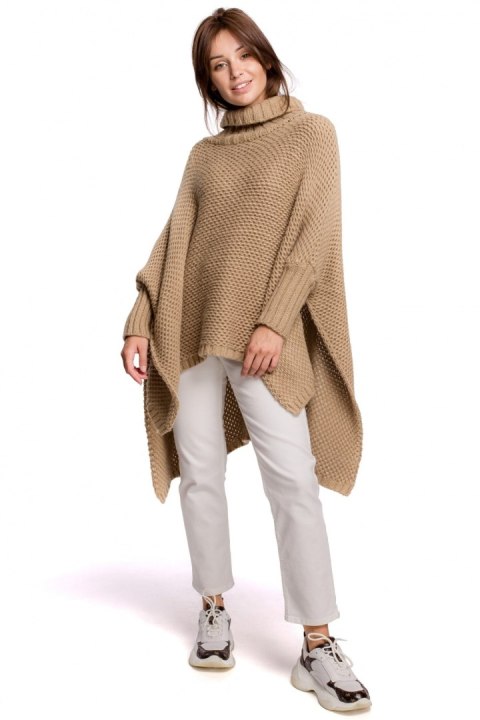 Sweter Ponczo Model BK049 Camel - BE Knit Sweter Ponczo Model BK049 Camel - BE Knit