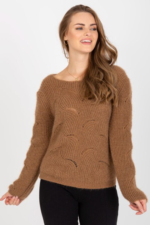 Sweter Damski Model TW-SW-BI-9030.08 Brown - Och Bella Sweter Damski Model TW-SW-BI-9030.08 Brown - Och Bella