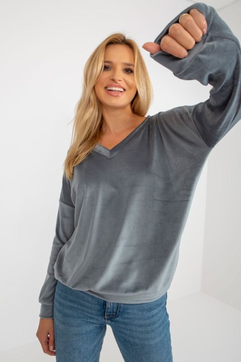 Bluza Damska Model RV-BL-8441.07P Grey/Blue - Relevance Bluza Damska Model RV-BL-8441.07P Grey/Blue - Relevance