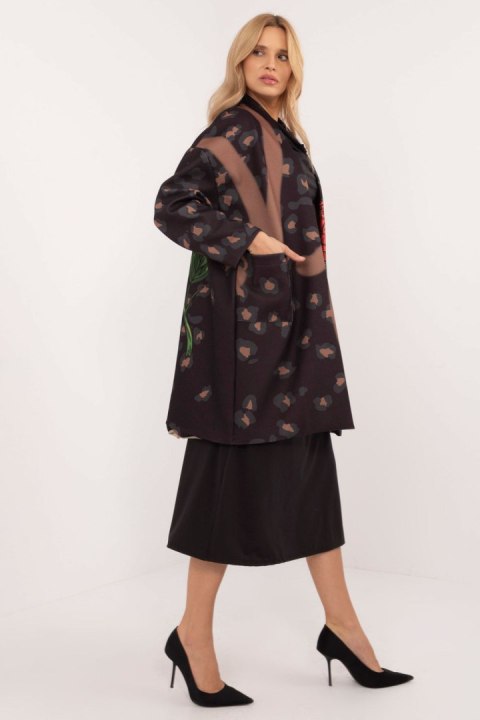 Płaszcz Damski Model DHJ-PL-19821.60P Black - Italy Moda Płaszcz Damski Model DHJ-PL-19821.60P Black - Italy Moda