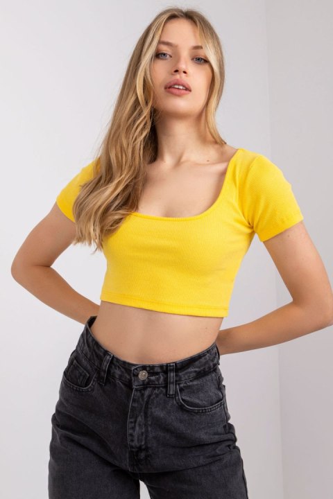 T-shirt Damski Model RV-TS-7537.52 Yellow - Rue Paris T-shirt Damski Model RV-TS-7537.52 Yellow - Rue Paris