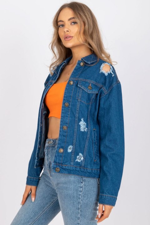 Kurtka Damska Model RO-KR-CKT-4006.16X Blue - Rue Paris Kurtka Damska Model RO-KR-CKT-4006.16X Blue - Rue Paris