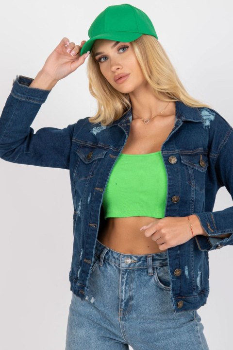 Kurtka Damska Model RO-KR-CKT-4006.16X Dark Blue - Rue Paris Kurtka Damska Model RO-KR-CKT-4006.16X Dark Blue - Rue Paris