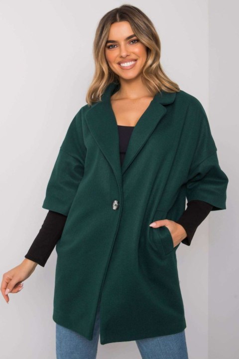 Płaszcz Damski Model CHA-PL-0409.30X Dark Green - Rue Paris Płaszcz Damski Model CHA-PL-0409.30X Dark Green - Rue Paris