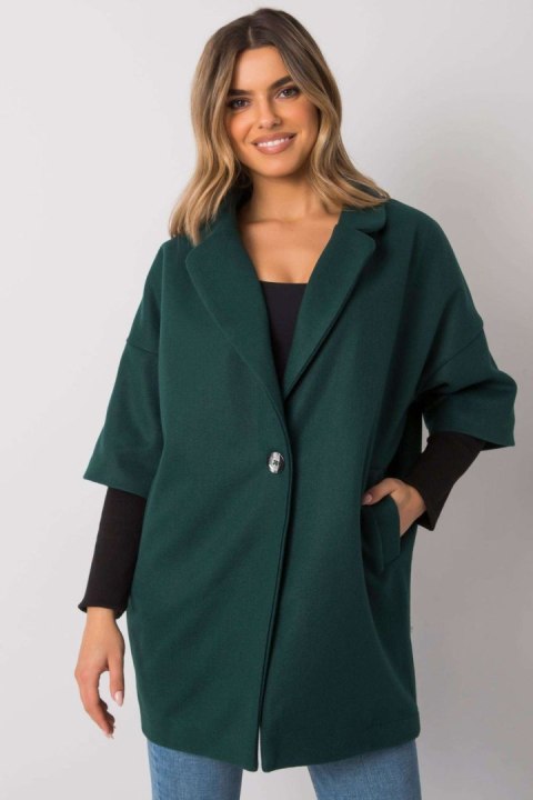 Płaszcz Damski Model CHA-PL-0409.30X Dark Green - Rue Paris Płaszcz Damski Model CHA-PL-0409.30X Dark Green - Rue Paris