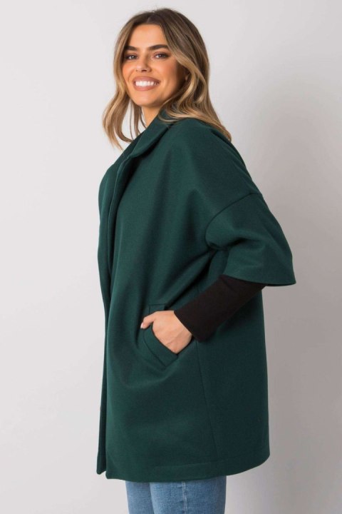 Płaszcz Damski Model CHA-PL-0409.30X Dark Green - Rue Paris Płaszcz Damski Model CHA-PL-0409.30X Dark Green - Rue Paris
